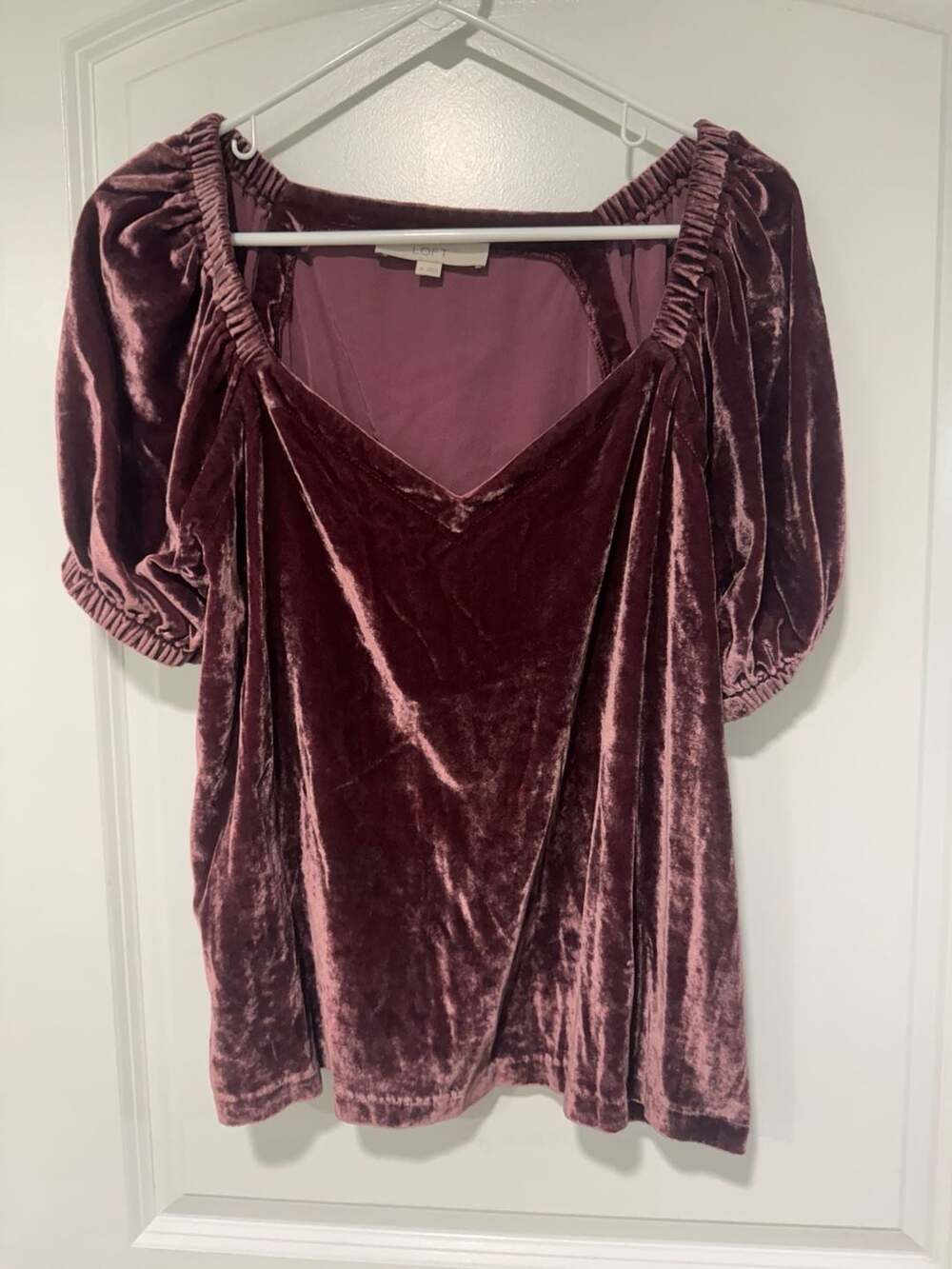 Crushed Velvet Puff Sleeve Top Romantic Coquette Whimsigoth Mauve Women’s M